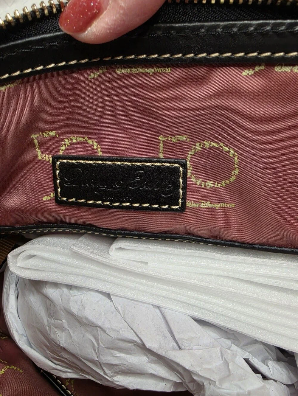 New Disney Dooney & Bourke Walt Disney World 50th Anniversary Black Holo Satchel